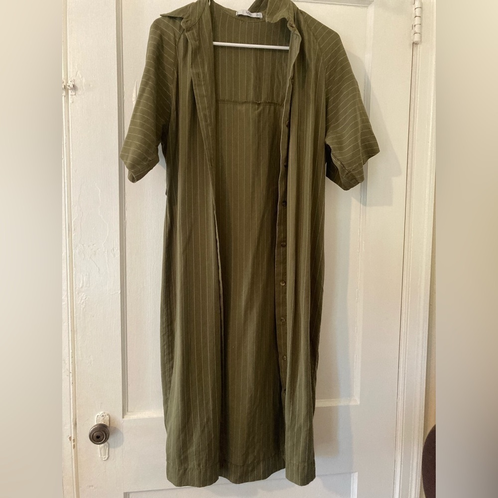 Mng Basics Xs Size 2 Army Green Fall Pinstripe Dr… - image 1